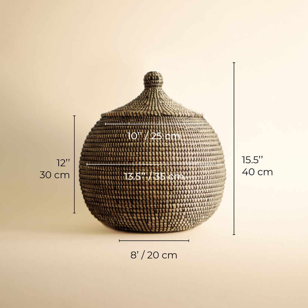 African Basket Black Round BOOP Medium ok