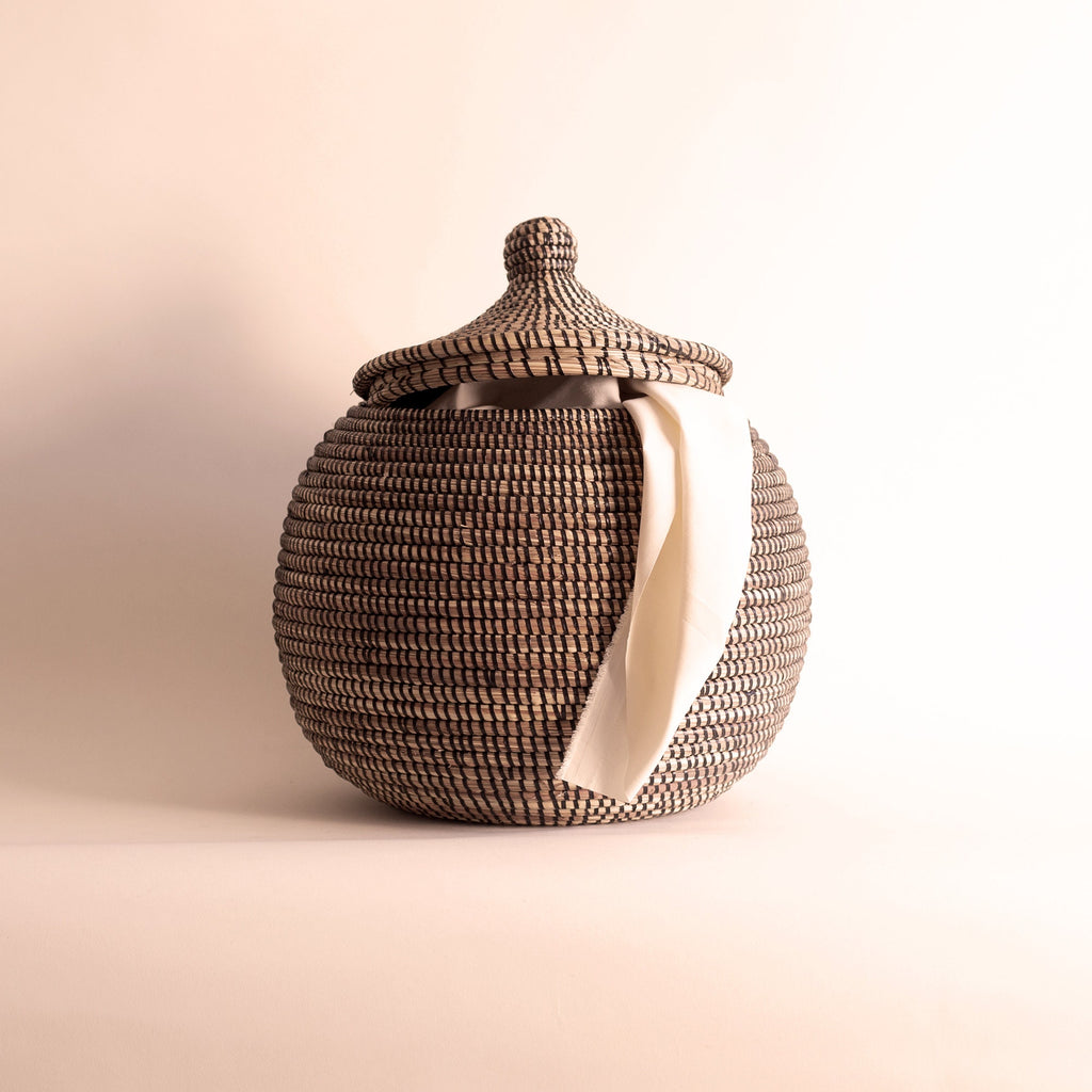 African Basket Black Round BOOP Medium ok