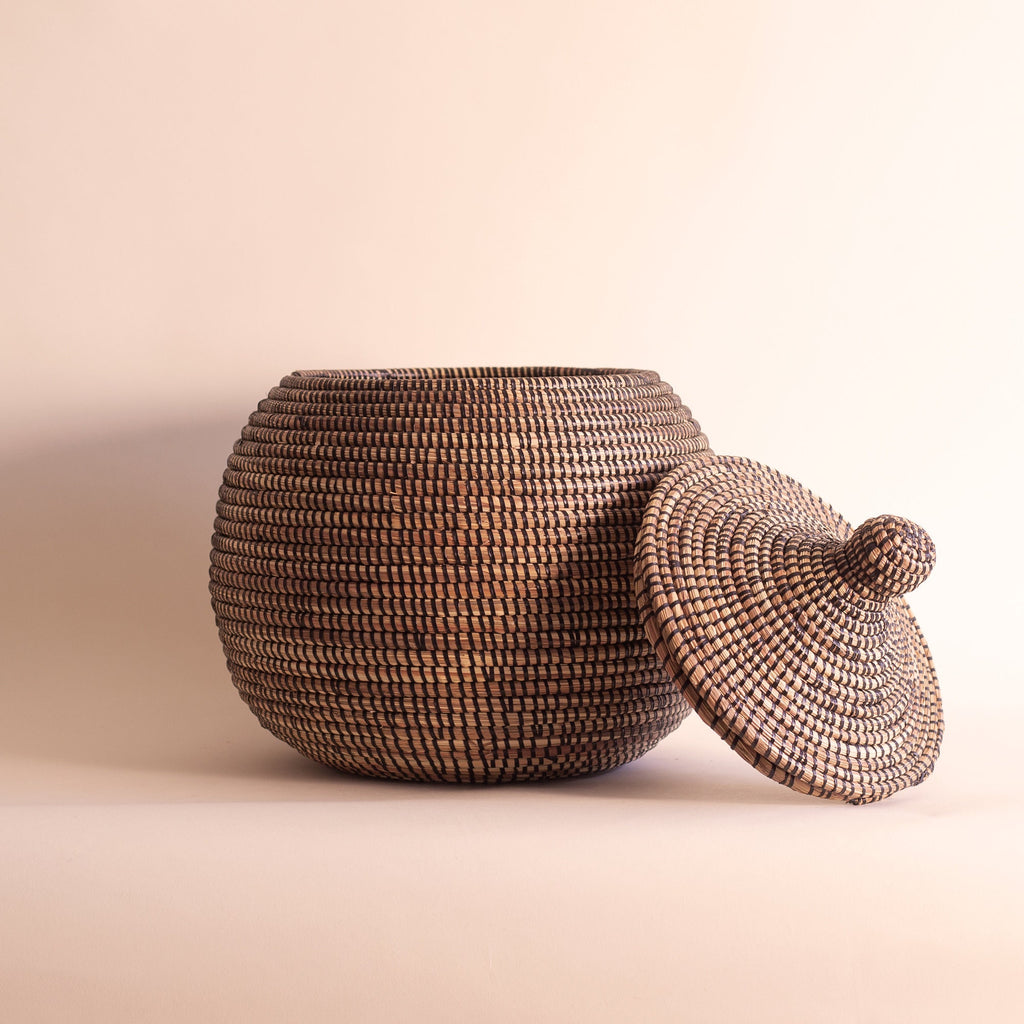 African Basket Black Round BOOP Medium ok