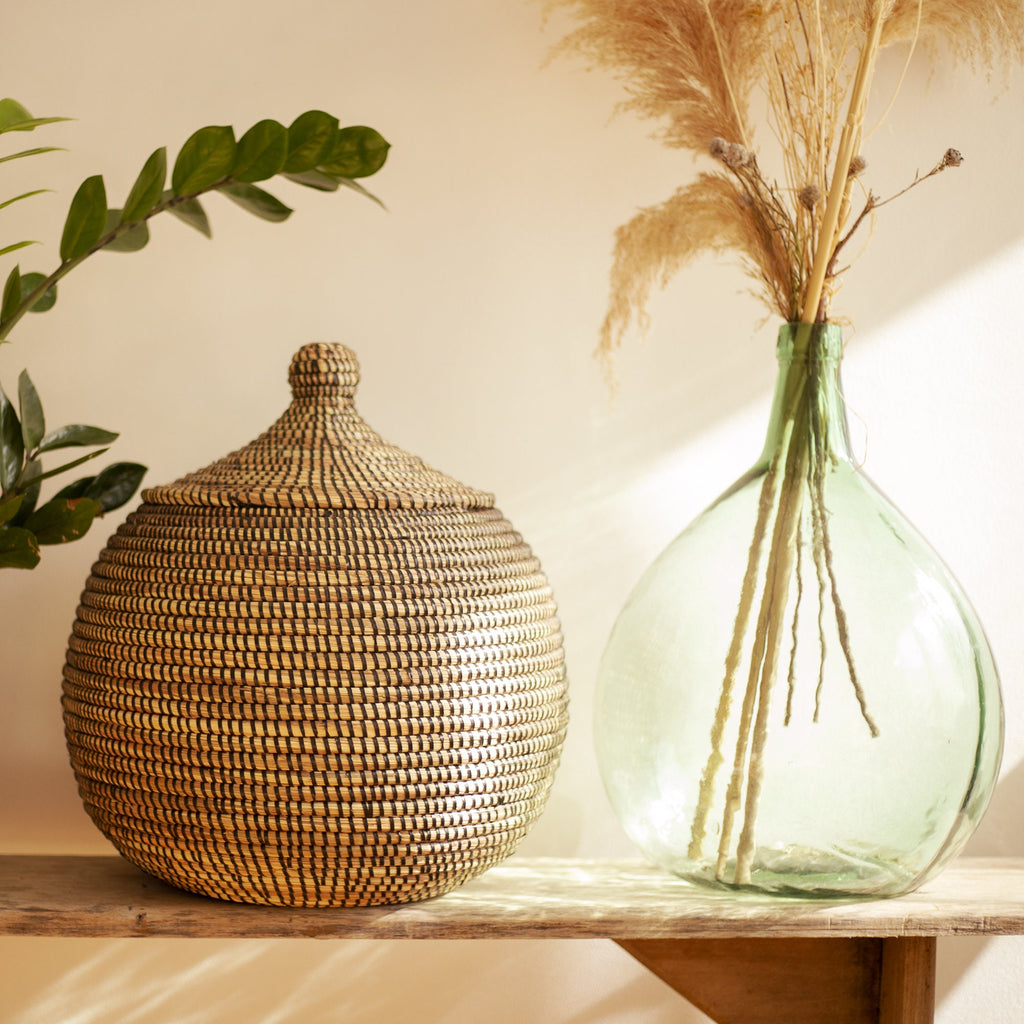 African Basket Black Round BOOP Medium ok